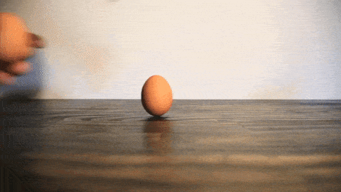 Khi quay một quả trứng chín nó sẽ tự đứng thẳng lên